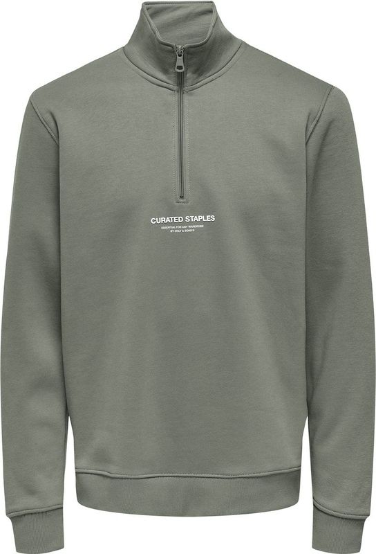 Sweatshirt - Grijs - Katoen/Polyester - Hoge Hals, Lange Mouwen