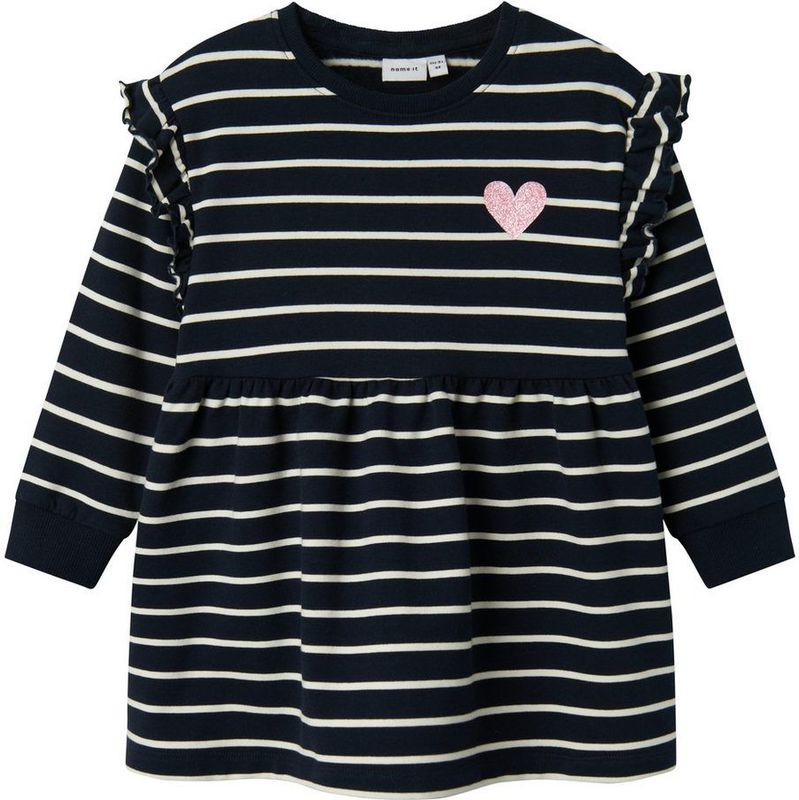 Jurk - NMFTorina - Gestreept - Korte Mouwen - Ronde Hals - Sweatstof