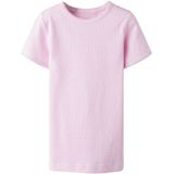 T-shirt - Slim Fit - Ribgebreid - Korte Mouwen - Ronde Hals