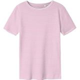 T-shirt - Slim Fit - Ribgebreid - Korte Mouwen - Ronde Hals