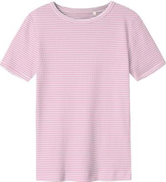 T-shirt - Slim Fit - Ribgebreid - Korte Mouwen - Ronde Hals