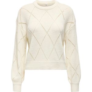 Only - ONLGEENAS LS STRUCTURE O-NECK CC KNT - Gebreide Trui - Cloud Dancer