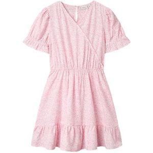 NAME IT - FRIKALINA - Jurk - Rosa - Flare, Knoopsluiting, V-hals, Bloemenprint