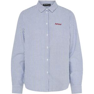 Amour PIECES - Hemd - Blauw - Katoen - Lange Mouwen - Gestreept Motief