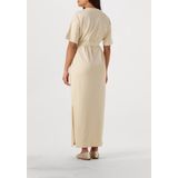 Selected Femme - Beige Maxi Jurk van Katoen met V-hals