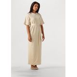 Selected Femme - Beige Maxi Jurk van Katoen met V-hals