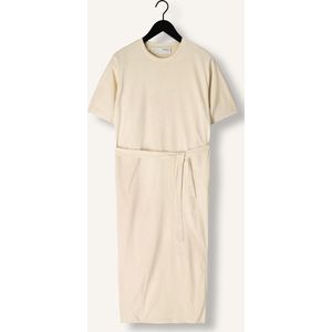 Selected Femme - Beige Maxi Jurk van Katoen met V-hals