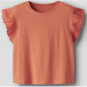 Top - Jersey - Ronde Hals - Kapmouwen - Regular Fit - Geborduurd - Ruches