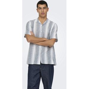 Only & Sons - Overhemd - Grijs - 45% Linnen 35% Katoen 20% Gerecycled Katoen