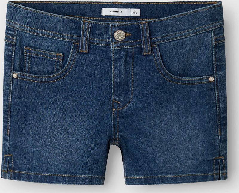 NAME IT - NKFSALLI - Korte Broek - Dark Blue Denim - Slim Fit, Verstelbare Taille, 5-Pocket Ontwerp