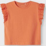 Top - Lichtblauw - Jersey - Ruches, Geborduurd Detail