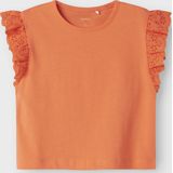 Top - Lichtblauw - Jersey - Ruches, Geborduurd Detail