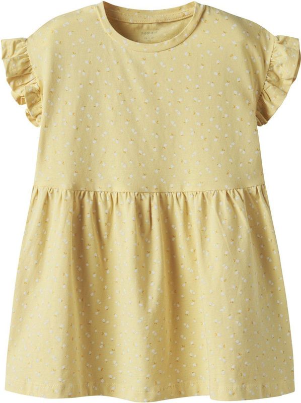 Jerseyjurken - Korte Mouwen Jurk - All-over Print - Ronde Hals - Ruches