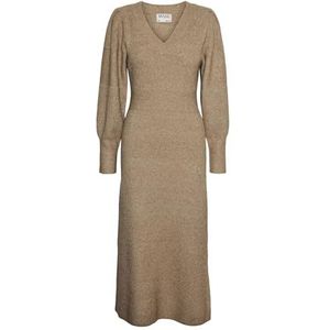 Vmangalina - Lange Jurk - Gebreid - V-Hals - Lange Mouwen - Corsage Details