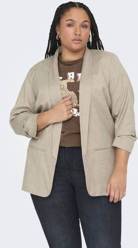 ONLY CARMAKOMA - Blazer - Zwart - Polyester - Omkeerbare Hals - Regular Fit