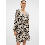 VERO MODA - VMPoet - Jurk - Crème/Zwart - Dierenprint - Knielengte