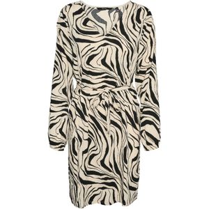 VERO MODA - VMPoet - Jurk - Crème/Zwart - Dierenprint - Knielengte
