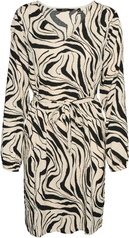 VERO MODA - VMPoet - Jurk - Crème/Zwart - Dierenprint - Knielengte