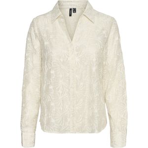 Vero Moda Blouse - Beige met Lange Mouwen en Geborduurd Detail