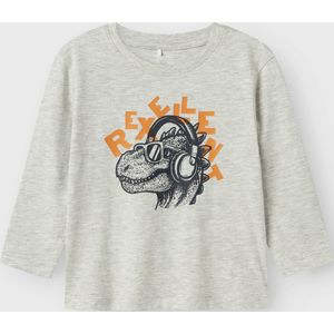 Name It - Nmmtristiano Ls Nreg Top - Lichtgrijs - T-shirt - Jongen