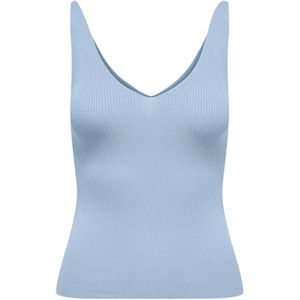 JdY - Gebreide Top - Blauw - V-Hals - Mouwloos - Knit Fit