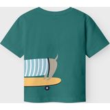 NAME IT - NMMHELGE SS NREG TOP PB - Jongens - T-shirt - Groen - Jersey
