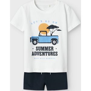 NAME IT - Set NMMJASPEN - Kleding - Sand/Navy/Lichtblauw/Wit - 2-delig