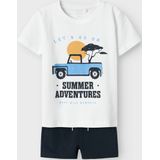 NAME IT - Set NMMJASPEN - Kleding - Sand/Navy/Lichtblauw/Wit - 2-delig