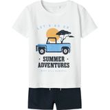NAME IT - Set NMMJASPEN - Kleding - Sand/Navy/Lichtblauw/Wit - 2-delig