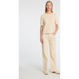 Gebreide Trui - Effen - Knitwear - Geribbelde Kraag - Ronde Hals