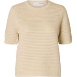 Gebreide Trui - Effen - Knitwear - Geribbelde Kraag - Ronde Hals