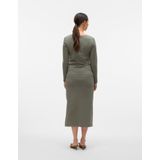 Mleva - Zwangerschapsjurk - Jurk - Groen - Jersey - U-Hals Lange Mouwen