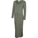 Mleva - Zwangerschapsjurk - Jurk - Groen - Jersey - U-Hals Lange Mouwen
