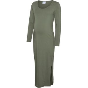 Mleva - Zwangerschapsjurk - Jurk - Groen - Jersey - U-Hals Lange Mouwen