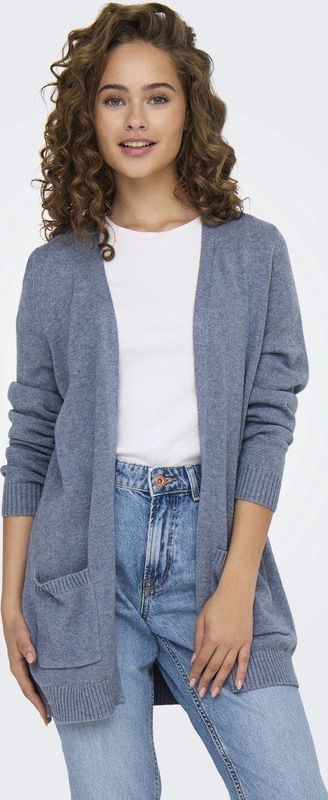 Only - ONLLESLY - Vest - Blauw - Regular Fit, V-hals, 50% Viscose, 27% Nylon, 23% Polyester