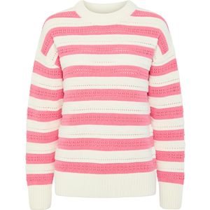 Pieces - Pcfanni Ls O-neck - Gebreide Trui - Wit - Lange Mouwen