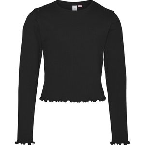 VERO MODA - Top - Zwart - Katoen - Lange Mouwen - Ruches
