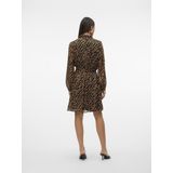 VMRIE L/S ABK WRAP Dress WVN BTQ GA, Tobacco Brown/Aop:rie, M