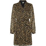 VMRIE L/S ABK WRAP Dress WVN BTQ GA, Tobacco Brown/Aop:rie, M