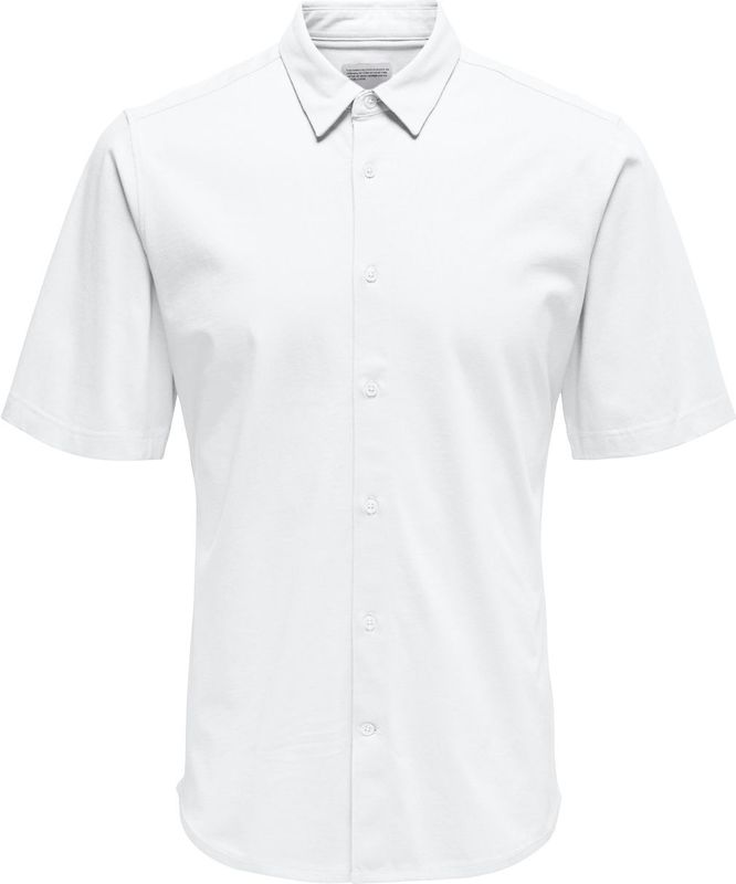 Only & Sons - Overhemd - Bright White - 100% Katoen - Korte Mouwen