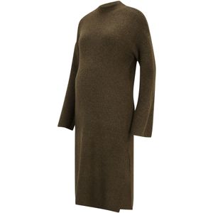 Mlfreya - Zwangerschapsjurk - Gebreide Jurk - Midi-lengte - O-hals, Lange Wijde Mouwen, Zijsplitten