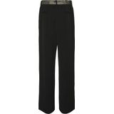 VERO MODA - Rechte Broek - Zwart - Polyester - Strikceintuur