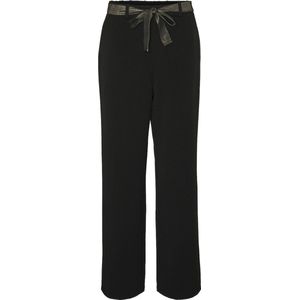 VERO MODA - Rechte Broek - Zwart - Polyester - Strikceintuur