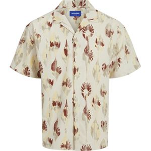 Overhemd - Korte Mouwen - Blauw - Jacquardstof - Bloemenprint