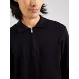 Only & Sons - Onscooper Reg Ls 12 Half Zip Poloshirt - Zwart - Katoen