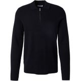 Only & Sons - Onscooper Reg Ls 12 Half Zip Poloshirt - Zwart - Katoen