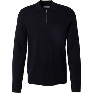 Only & Sons - Onscooper Reg Ls 12 Half Zip Poloshirt - Zwart - Katoen