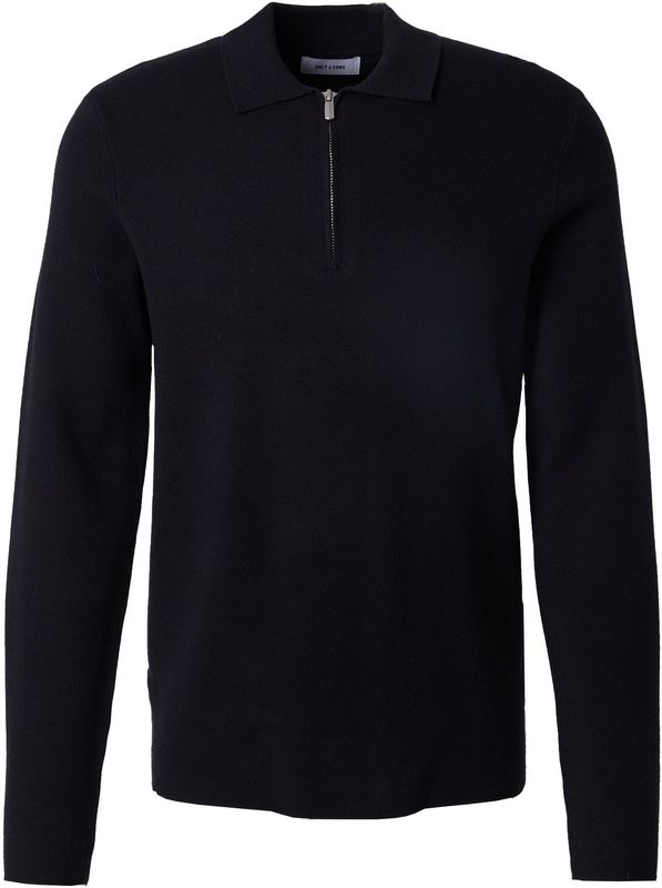 Only & Sons - Onscooper Reg Ls 12 Half Zip Poloshirt - Zwart - Katoen