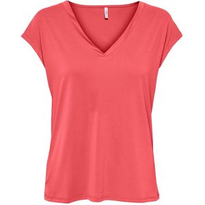 T-shirt met korte mouwen en V-hals ONLY. Modal materiaal. Maten M. Rood kleur