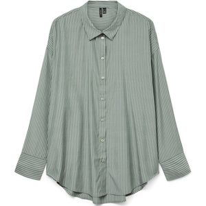 VERO MODA - NORA - Blouse - Pastelgroen - Gerecycled Materiaal, Gestreept, Lange Mouw